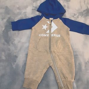Baby Converse Hooded Zip Coverall (New born).